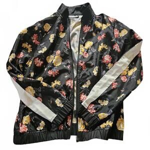 Zella XL Floral Print Lightweight Jacket with White Sleeve Stripe